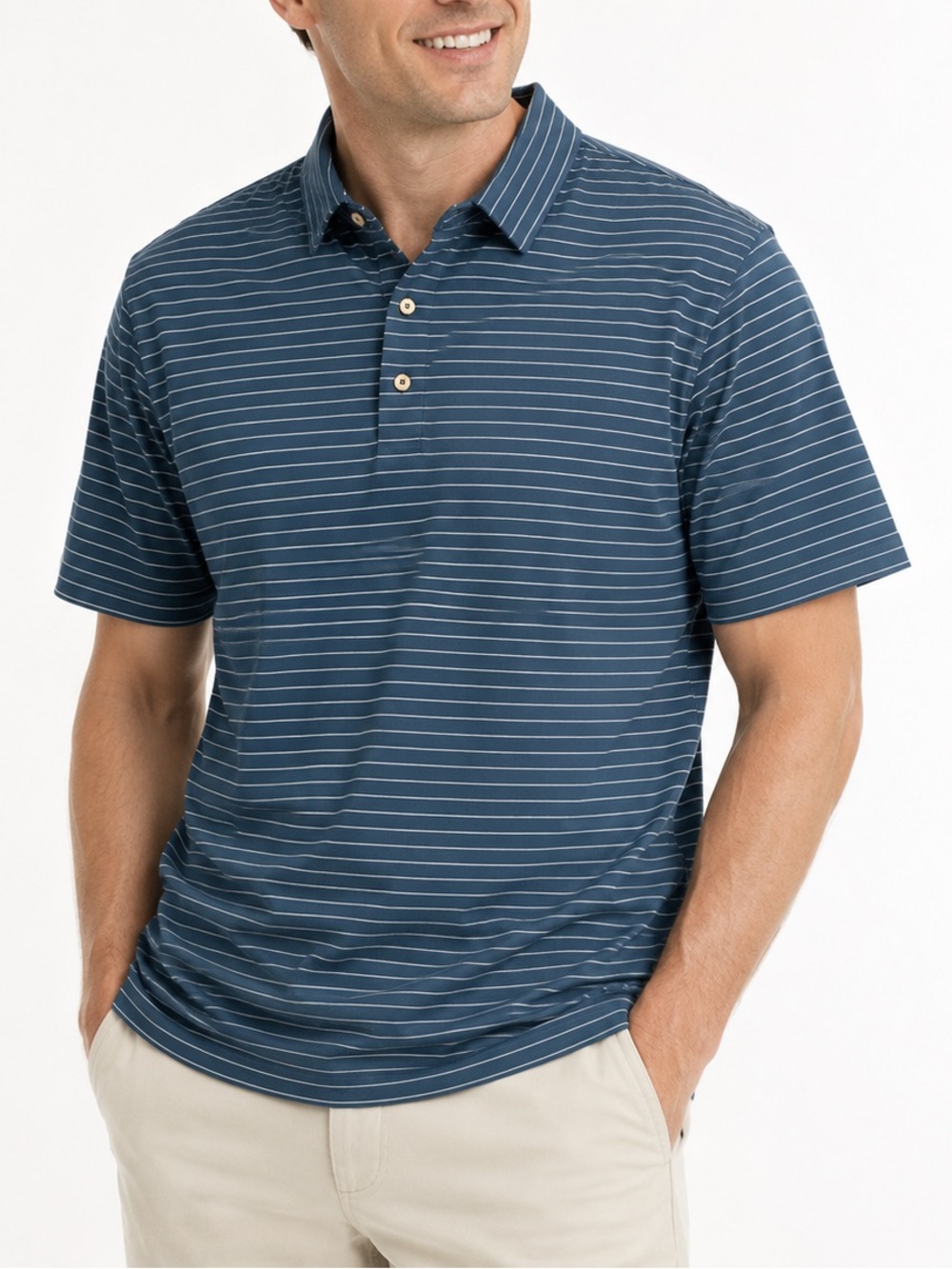 FOOT JOY Men's Blue Striped Polo Shirt